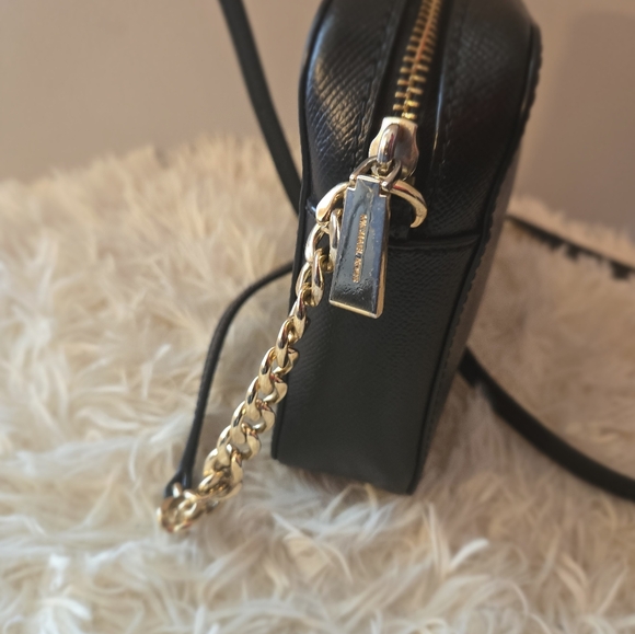 Michael Kors Women Jet Set Travel Bag Black Gold Hardware Long Strap Crossbody - Picture 7 of 12